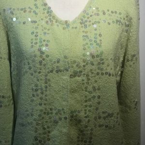 Susan Bristol Sequins Cardigan Sweater Size Large